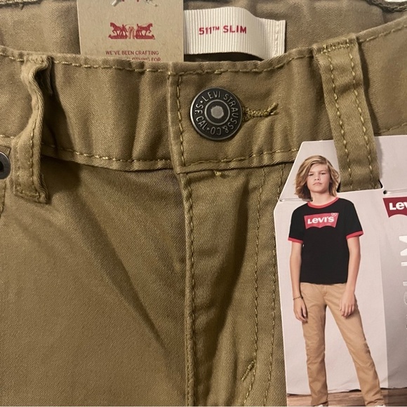 Levi 511 Slim Stretch Boys 7X Regular Tan Jeans NWT Adjustable Waist School - Picture 3 of 8